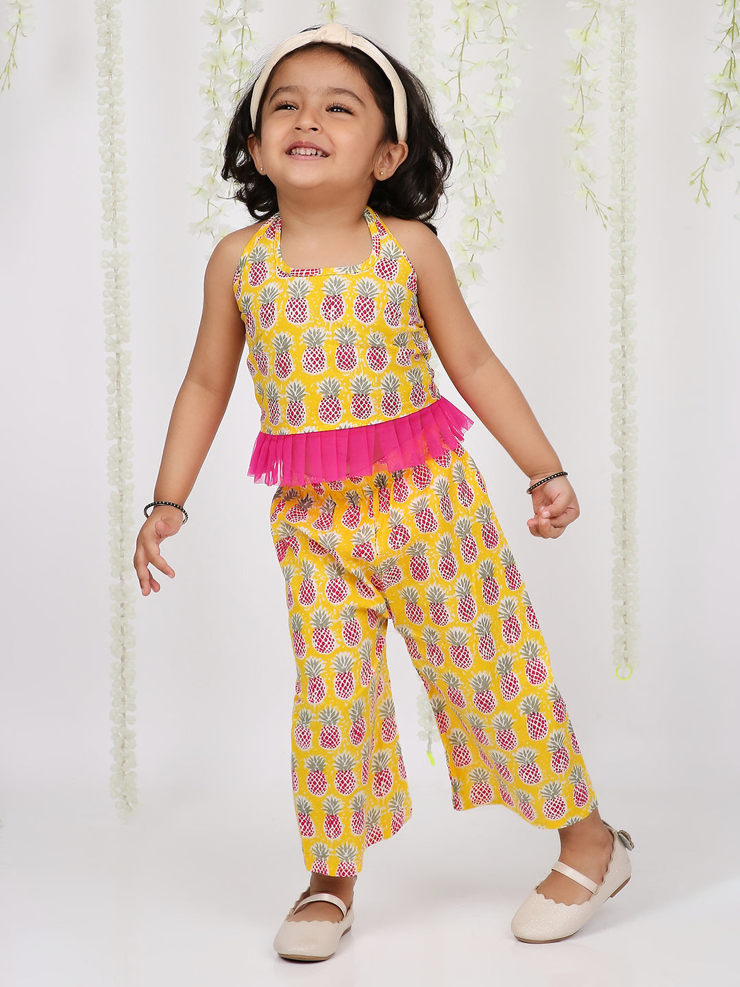 KID1 Pina Colada Halter Neck Top With Pant Yellow
