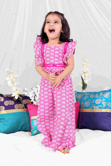 KID1 Elephant Print Palazzo Set Pink