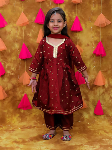 KID1 Bindu Anarkali Pant Set Maroon