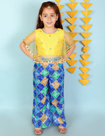 KID1 Sequins Cape Top With Palazzo Yellow