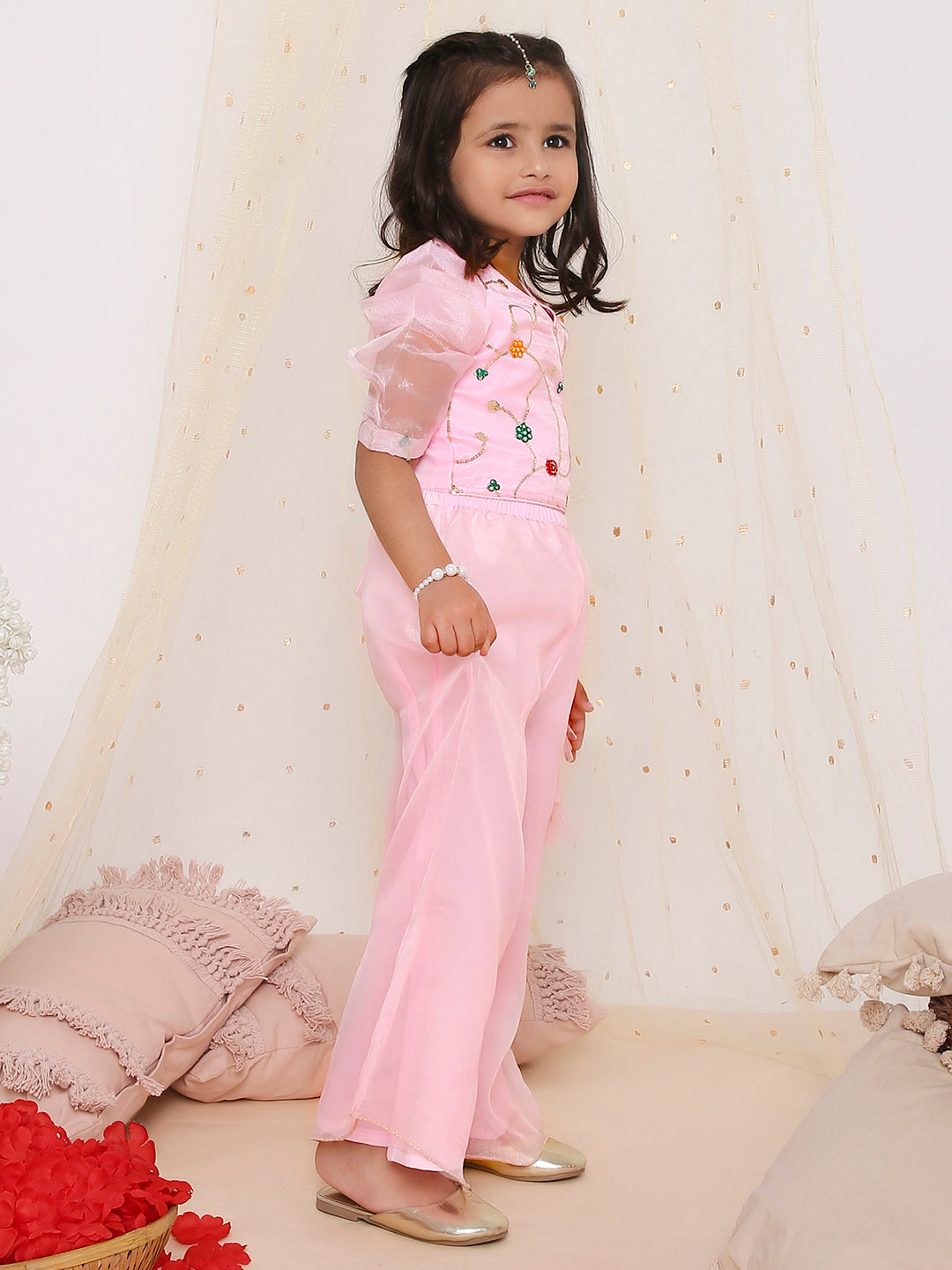 KID1 Bethany Sleeves Top and Palazzo Set Pink