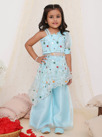 KID1 Nikki Embroidered Peplum Top With Palazzo Set Blue