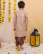 KID1 Chanderi Jacquard Sherwani Dhoti Set Beige