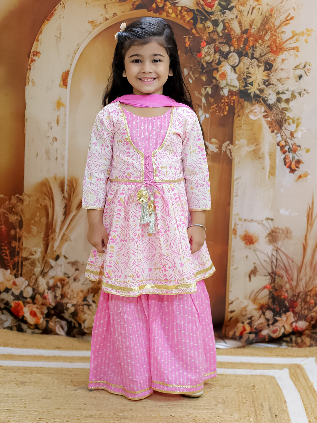 KID1 Anmol Kurti Sharara Set Pink