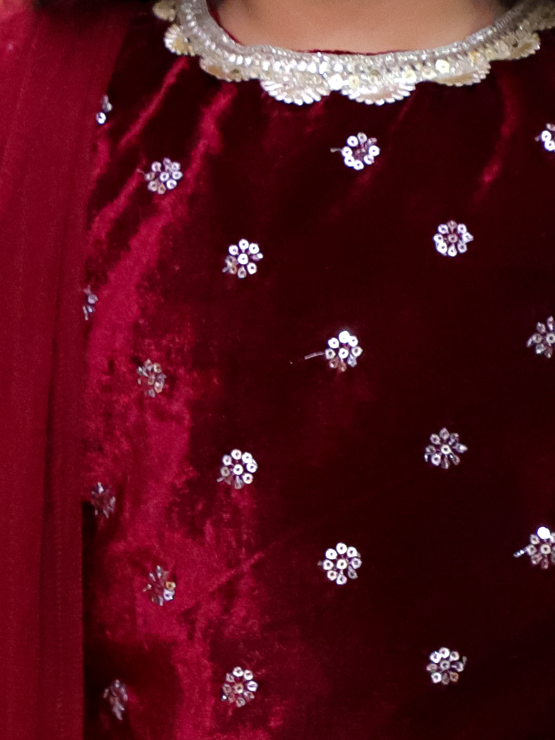 KID1 Mahira Palazzo Set For Girls With KID1 Embroidered Velvet Sherwani Set For Boys - Wine