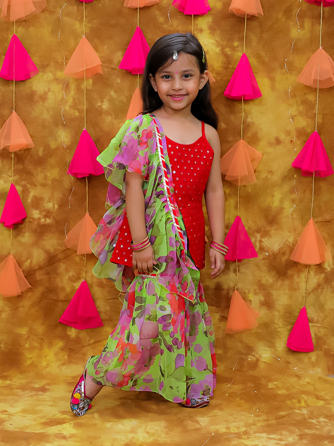 KID1 Malang Mirror Sharara Set Green