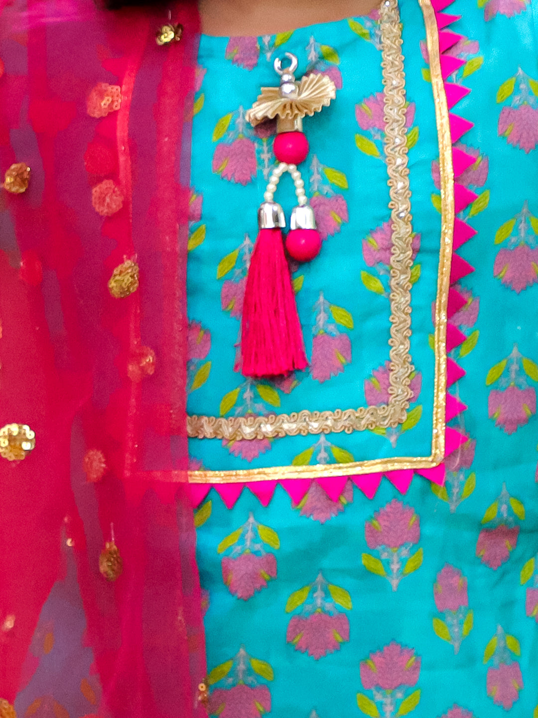 KID1 Bela Kurti Sharara Set Turquoise