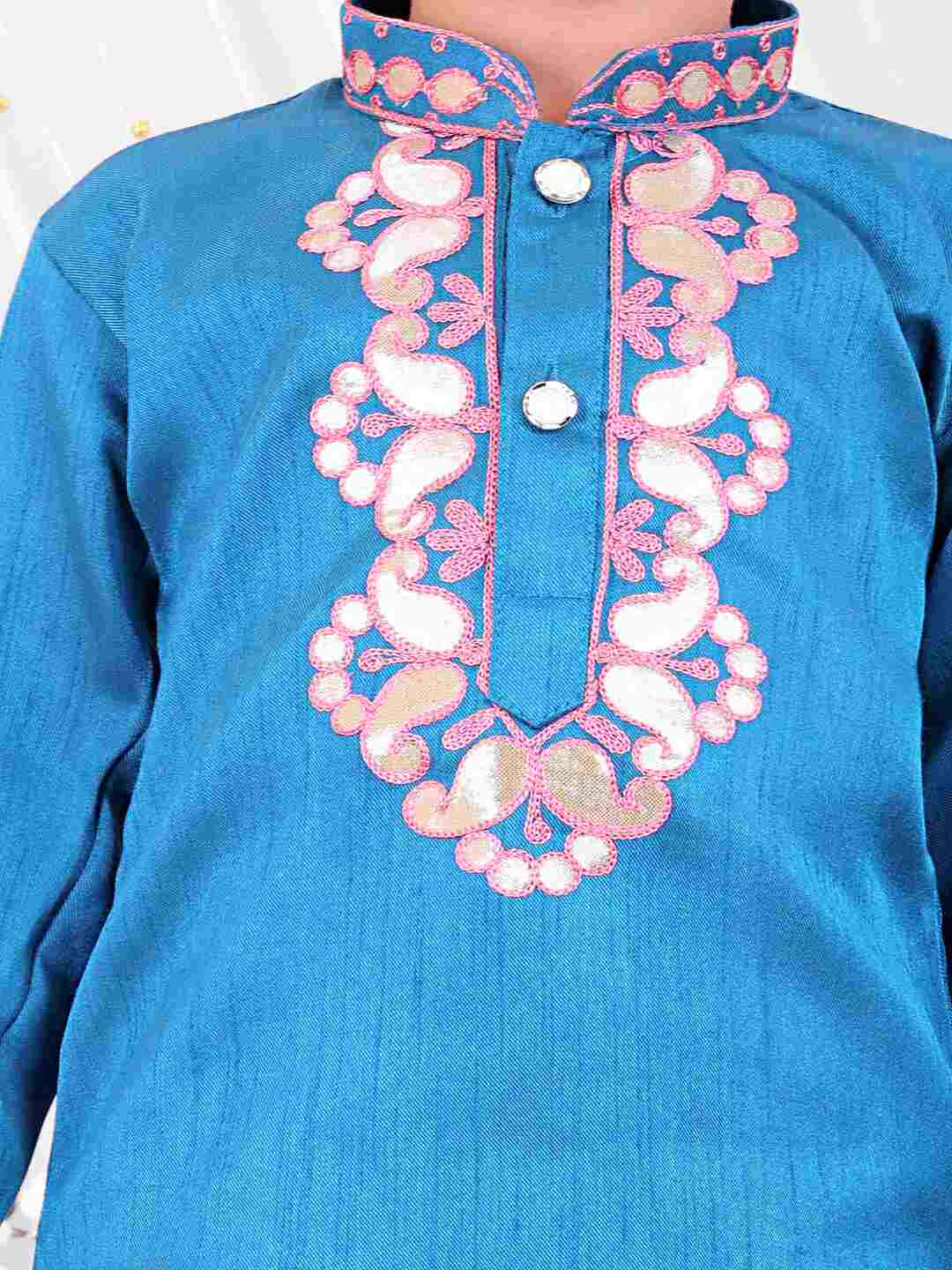KID1 Gota-Work Kurta with Dhoti Pants Blue