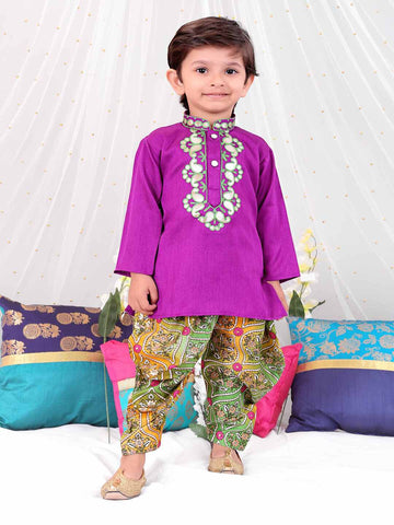 KID1 Gota-Work Kurta with Dhoti Pants Purple