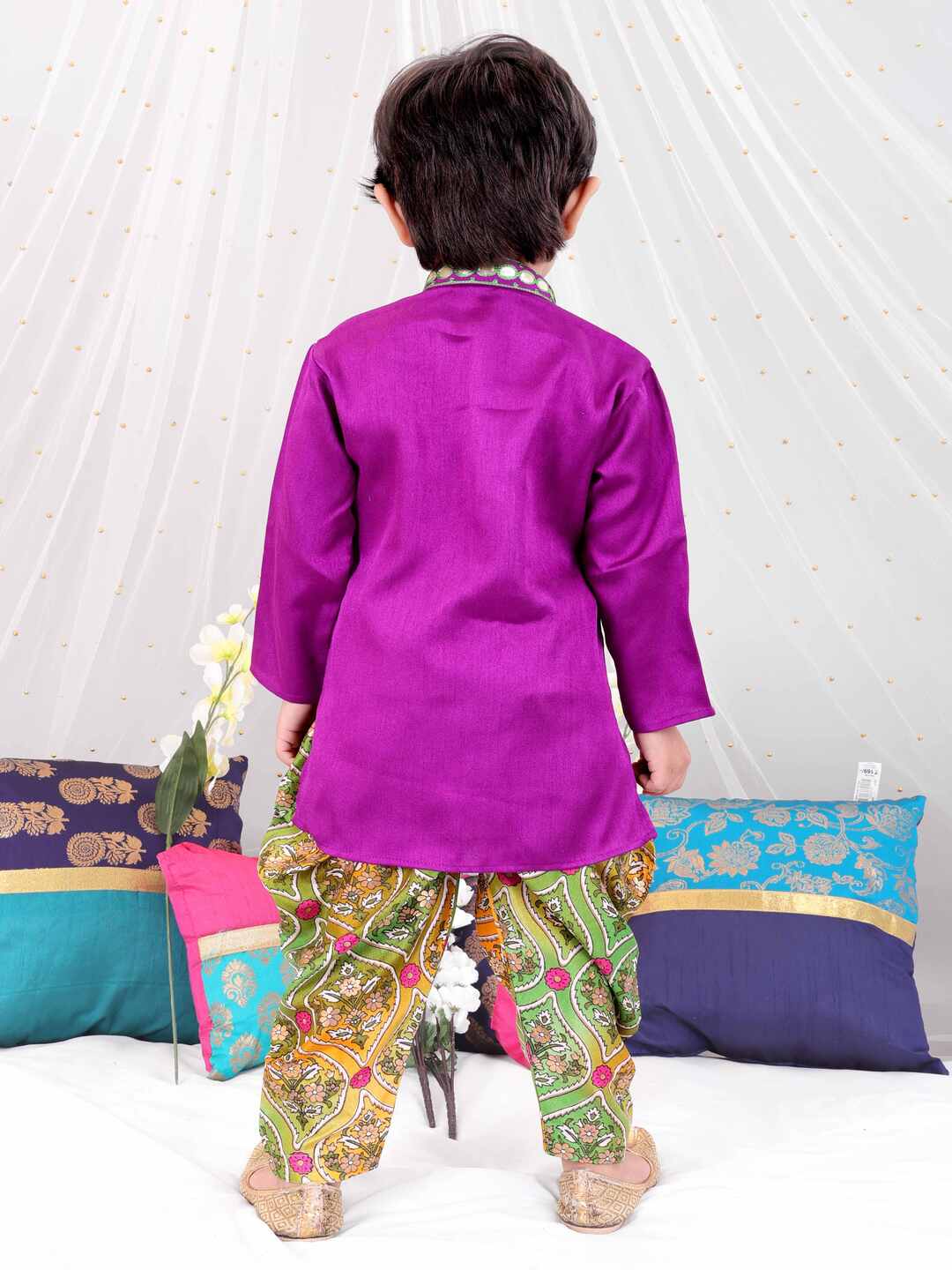 KID1 Gota-Work Kurta with Dhoti Pants Purple
