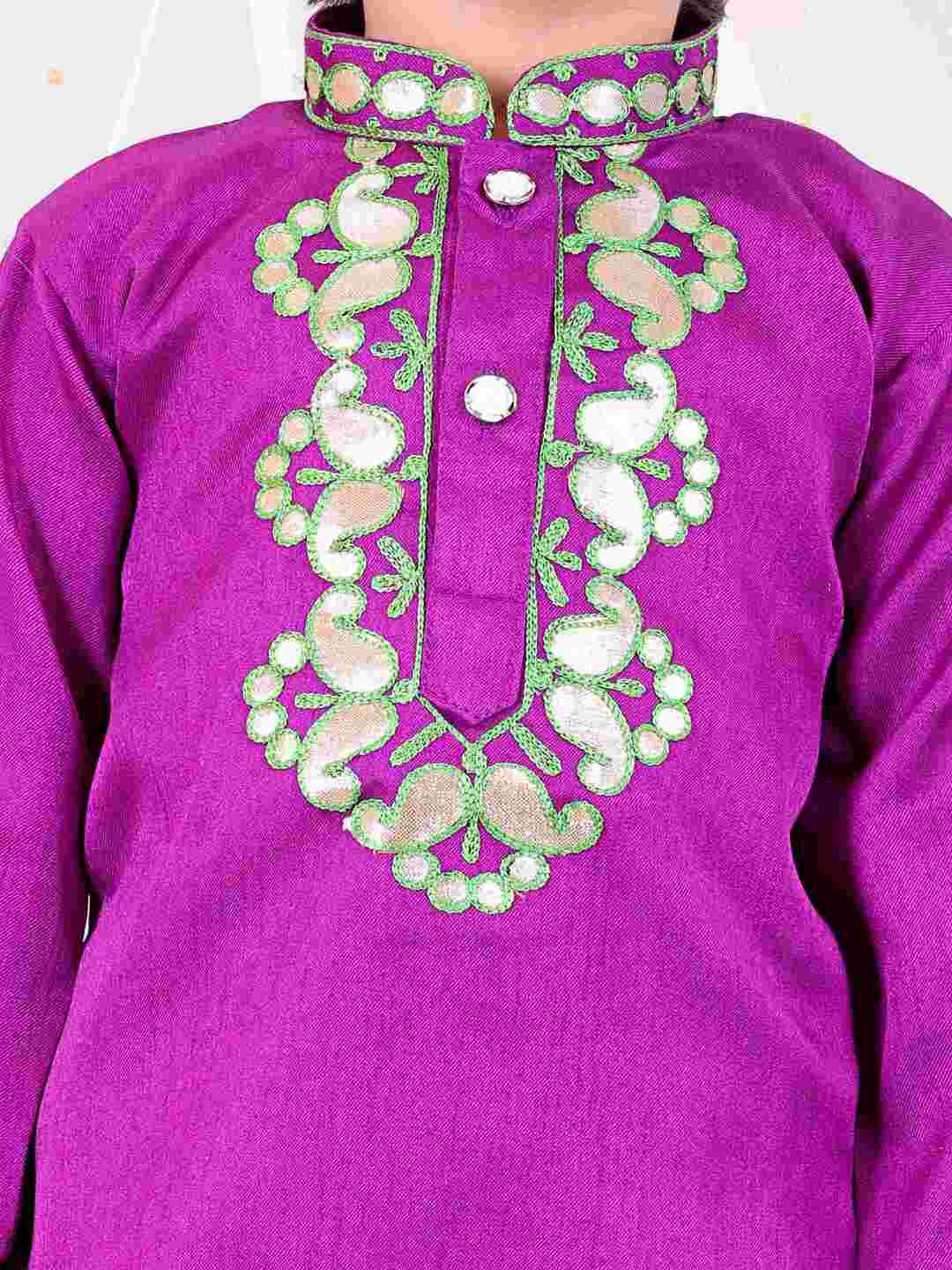 KID1 Gota-Work Kurta with Dhoti Pants Purple
