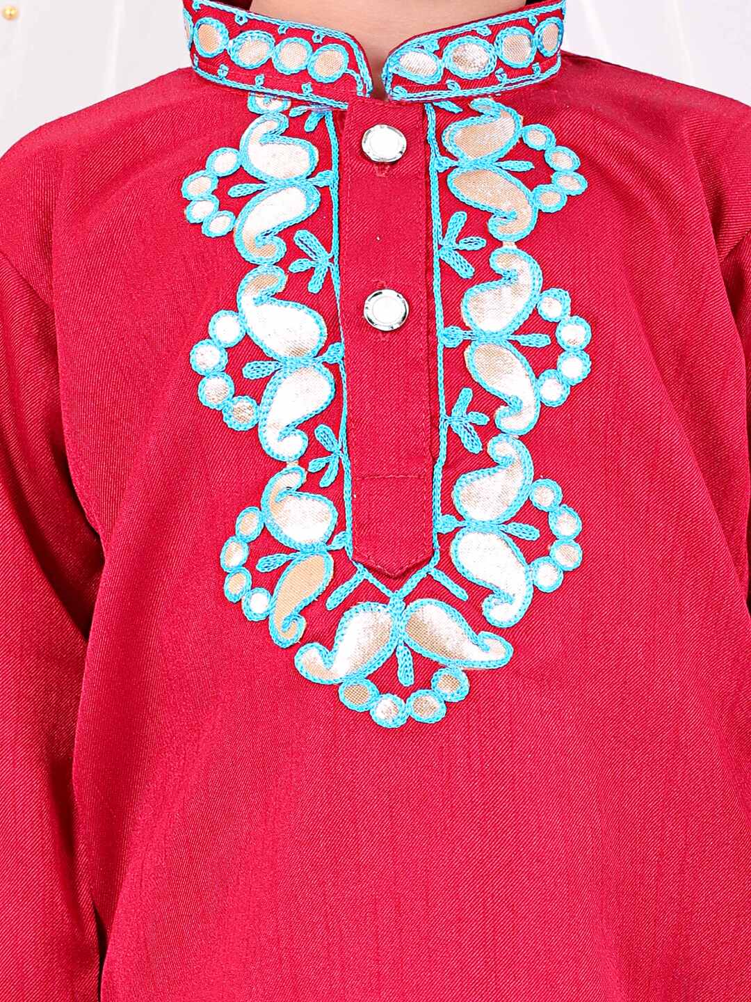 Gota Work Kurta with Dhoti Pants Red