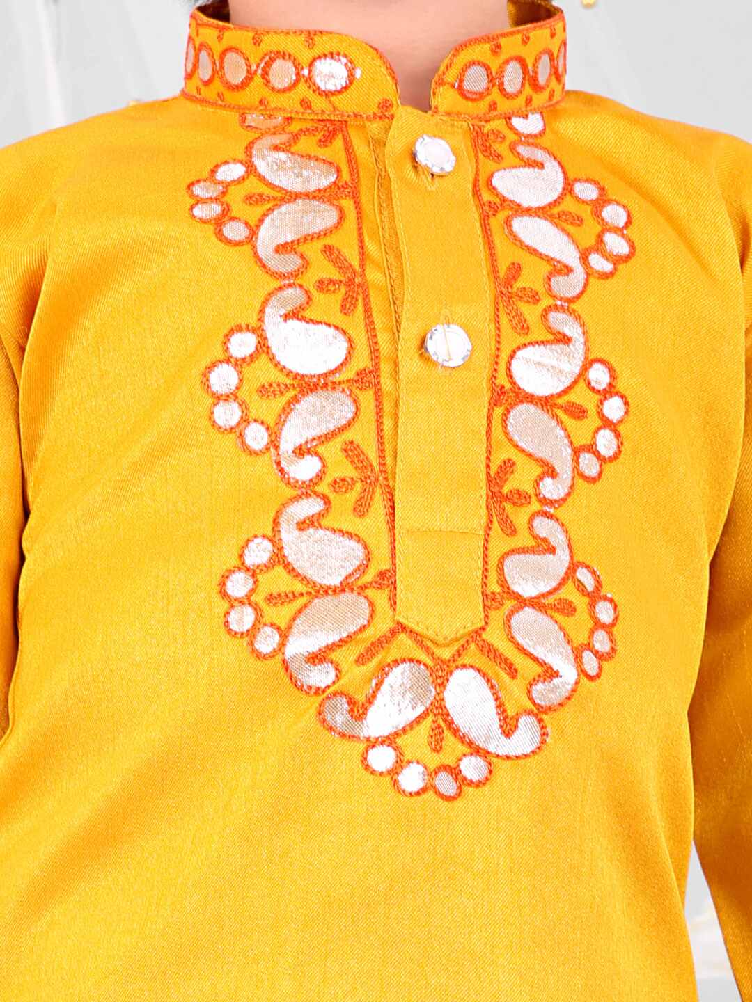 KID1 Gota-Work Kurta with Dhoti Pants Yellow