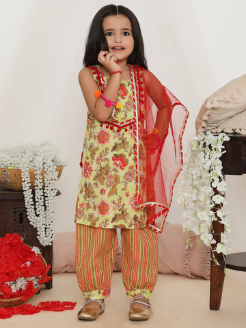 KID1 Gulabo Kurti with Afghani Pants Green
