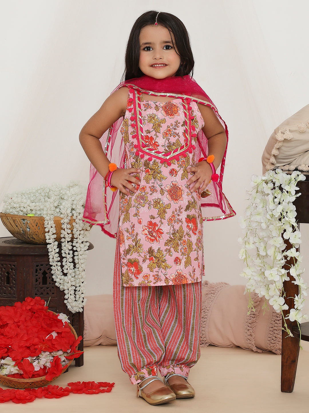 KID1 Gulabo Kurti with Afghani Pants Pink