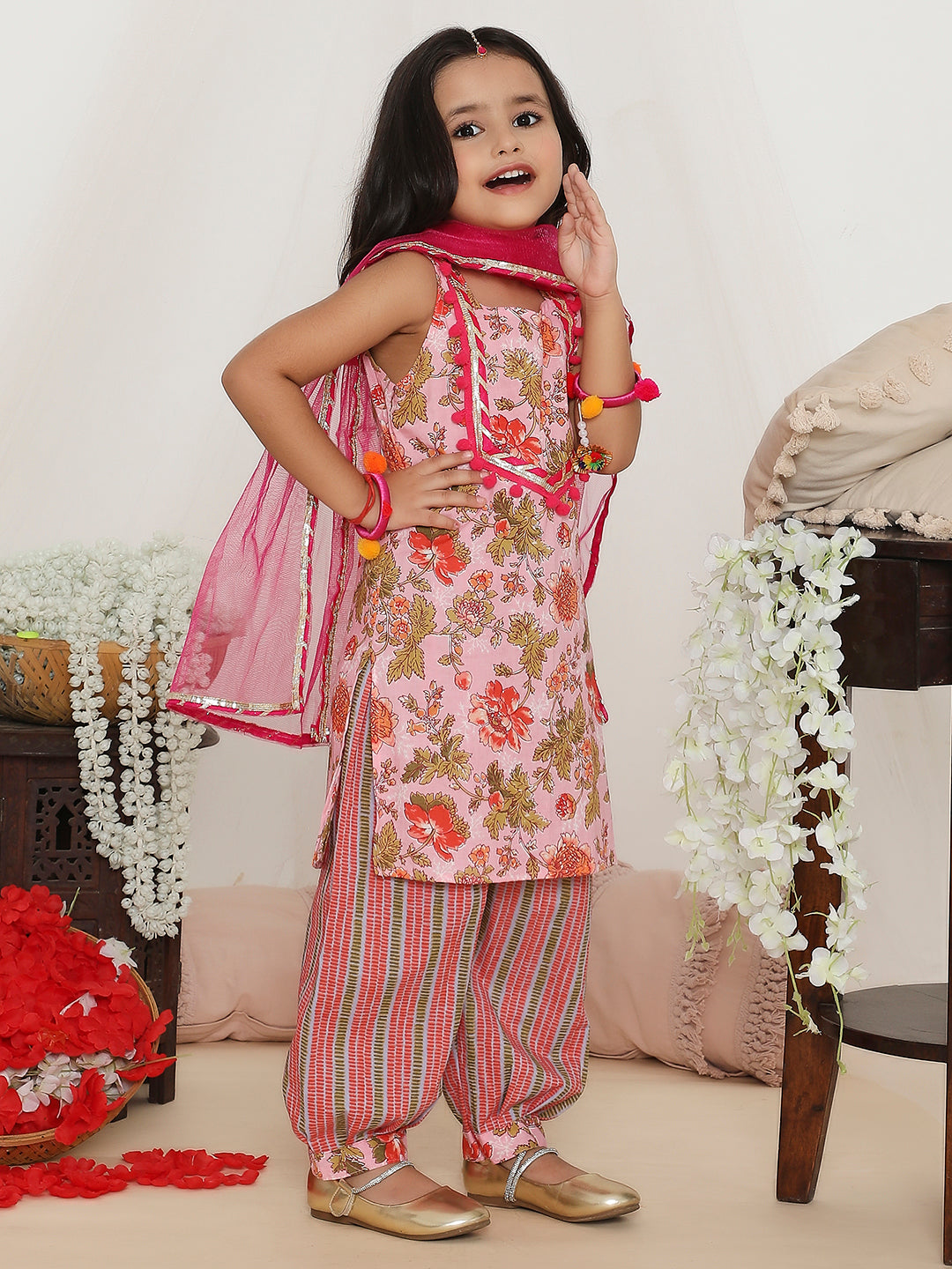 KID1 Gulabo Kurti with Afghani Pants Pink