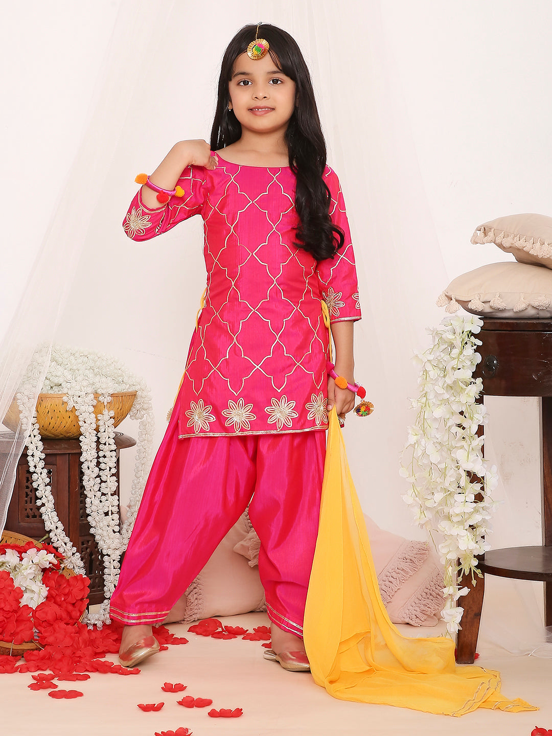 KID1 Gota Patti Kurti Salwar Pink
