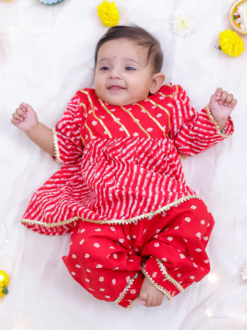 KID1 Bela Peplum Top With Pant Red