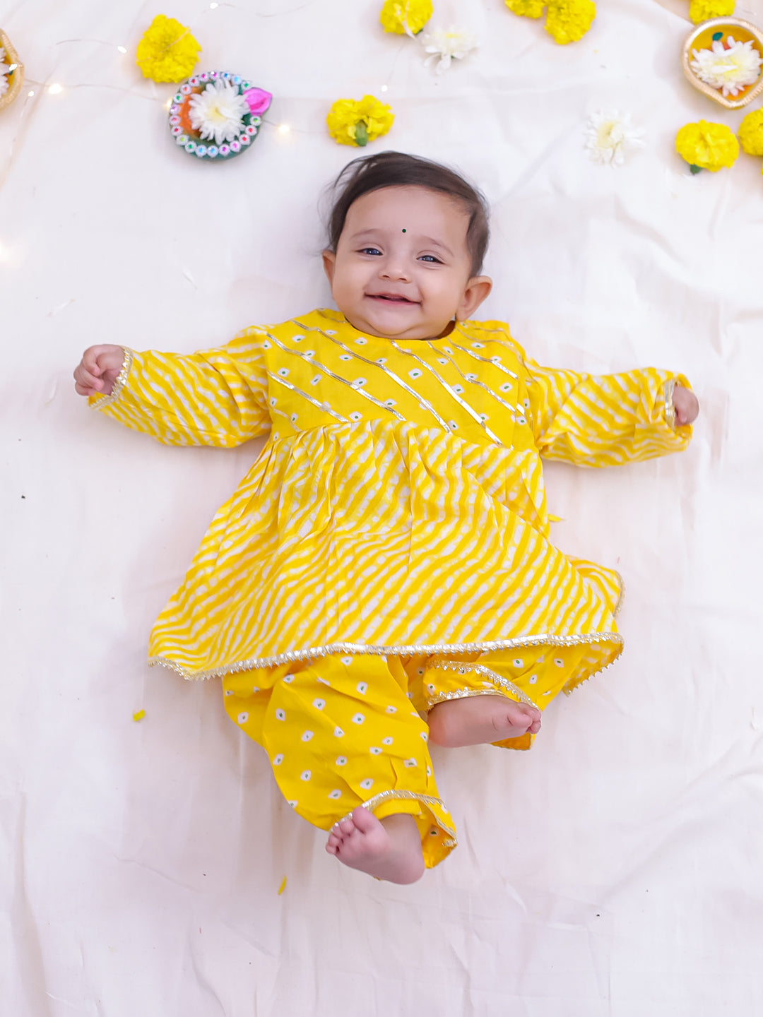 KID1 Bela Peplum Top With Pant Yellow