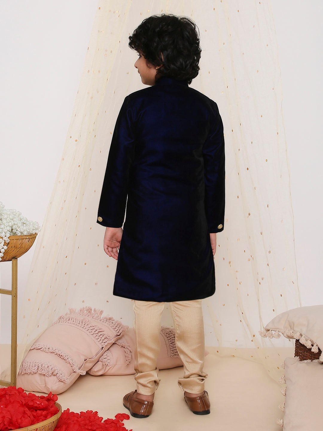 KID1 Royal Velvet Sherwani Set Blue