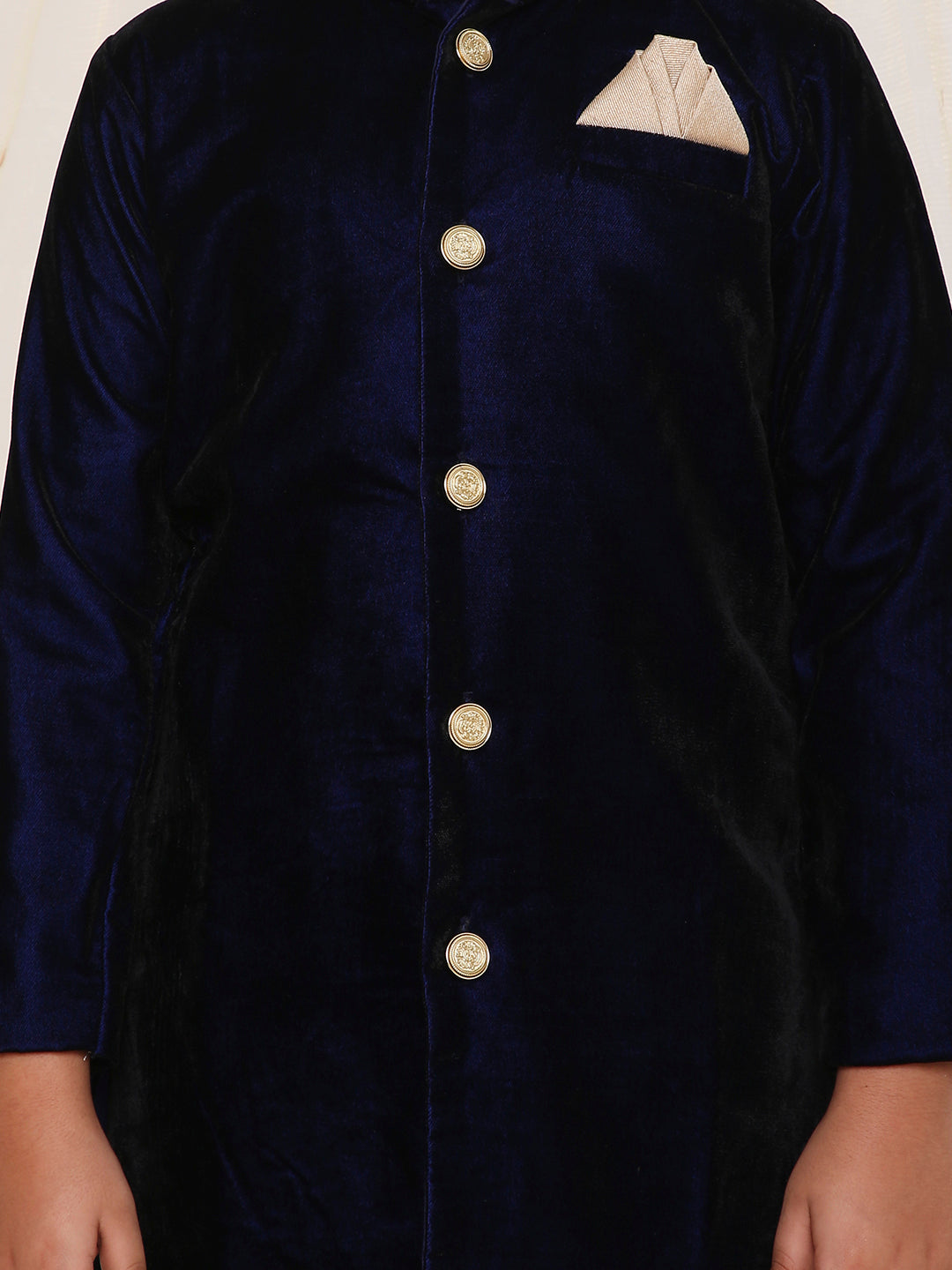 KID1 Royal Velvet Sherwani Set Blue