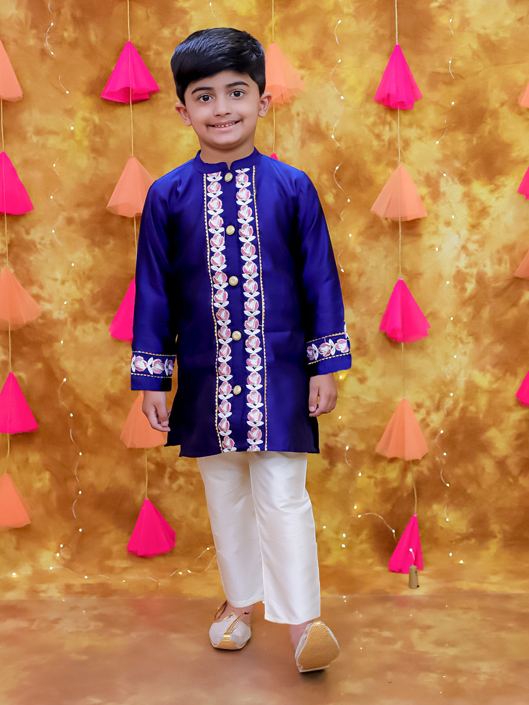 KID1 Rose Bliss Sherwani Set Navy Blue