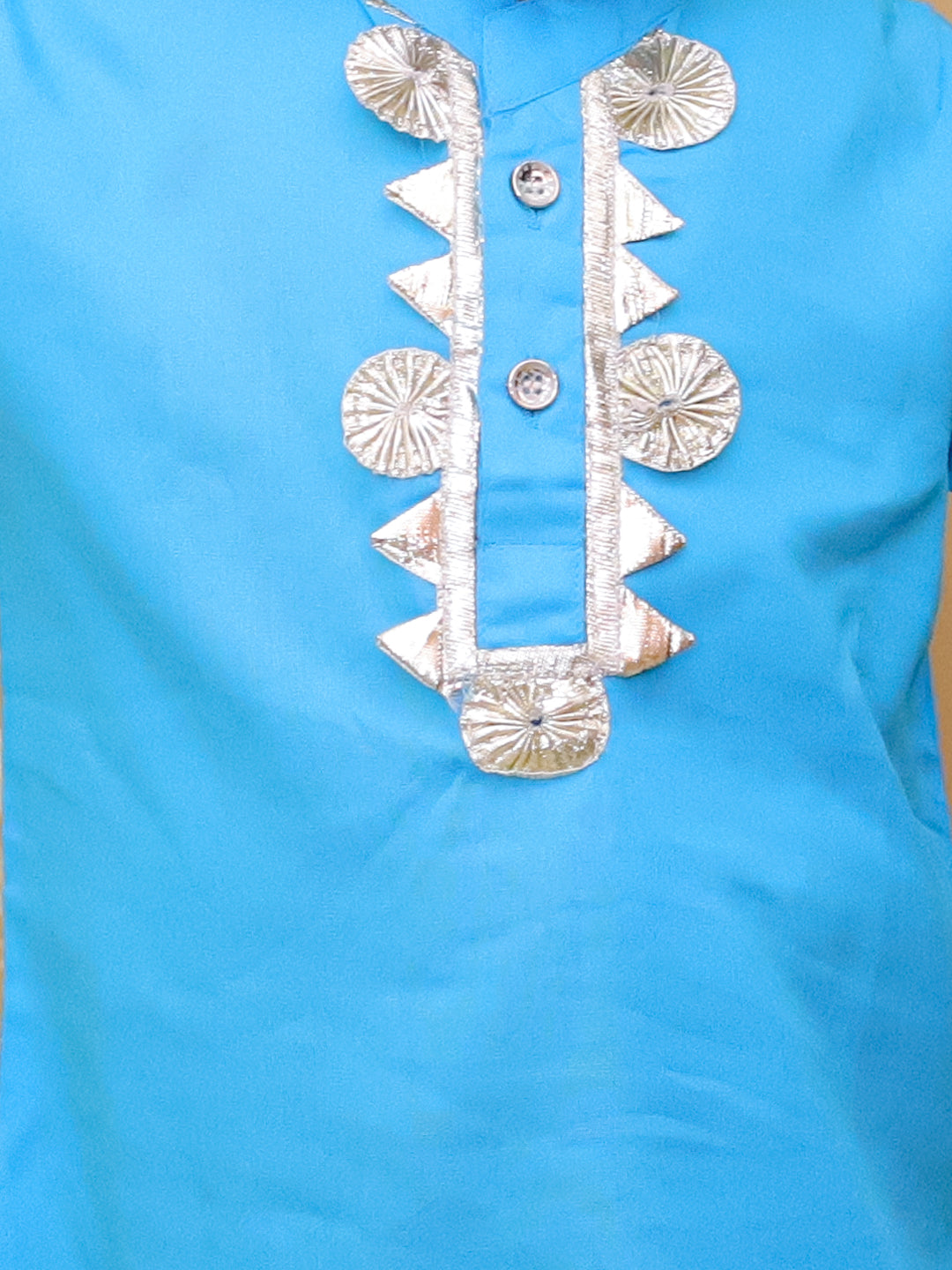 KID1 Kurta With Floral Dhoti Blue