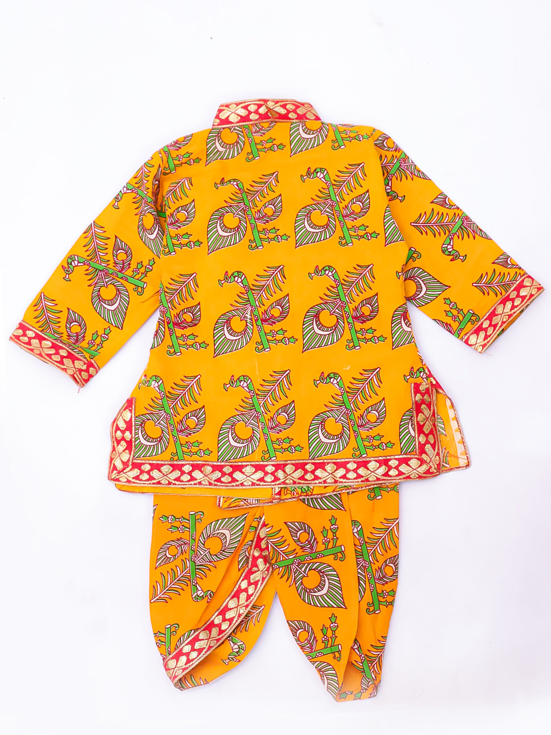 KID1 Printed Angharakha Kurta Dhoti Yellow