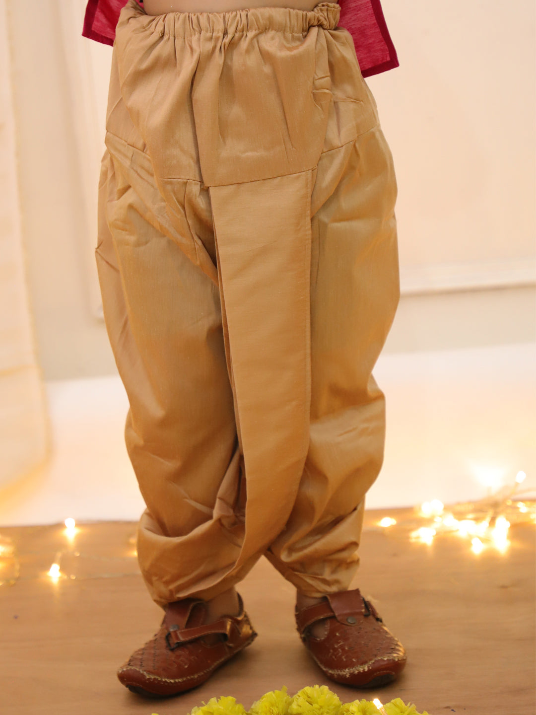 Poly Silk Attached Jacket Kurta Set Yellow