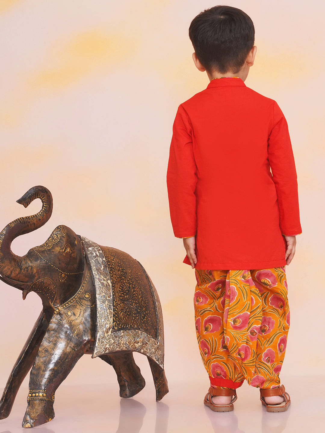 KID1 Morpankh Embroidered Dhoti Set Red