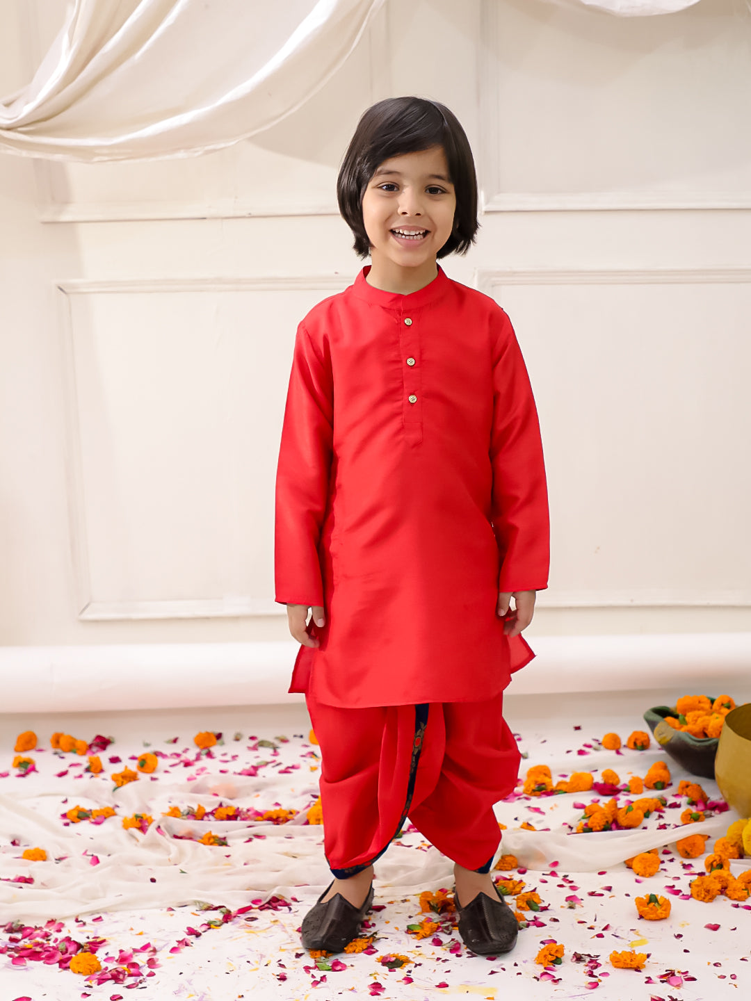 KID1 Royal Kurta Dhoti With Jacket Navy Blue