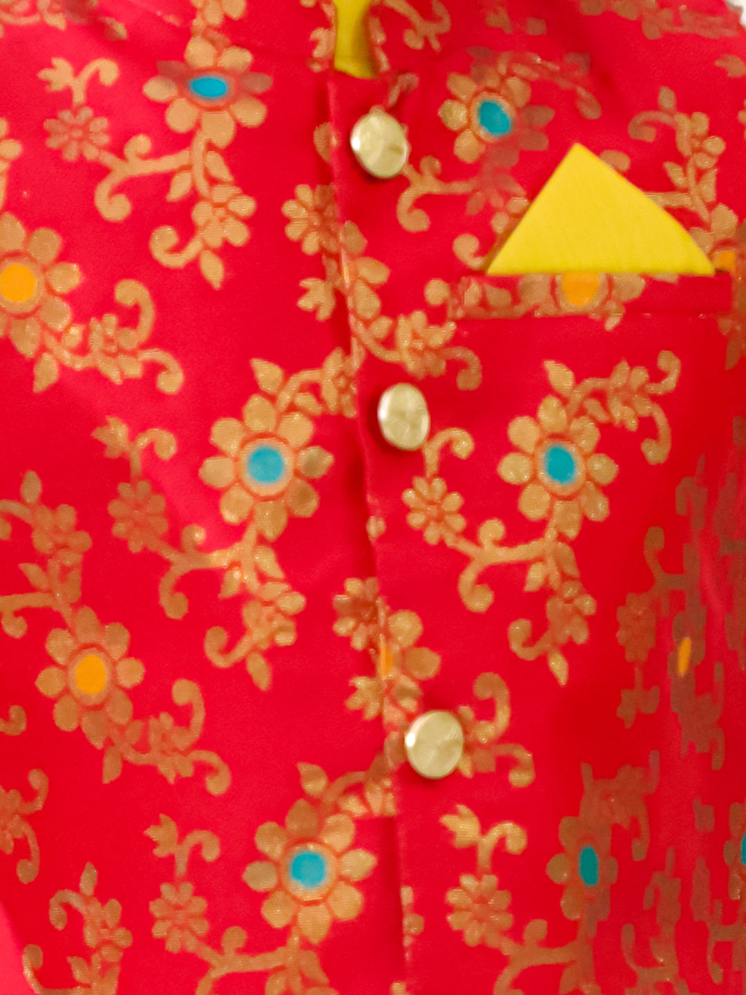 KID1 Royal Kurta Dhoti With Jacket Red