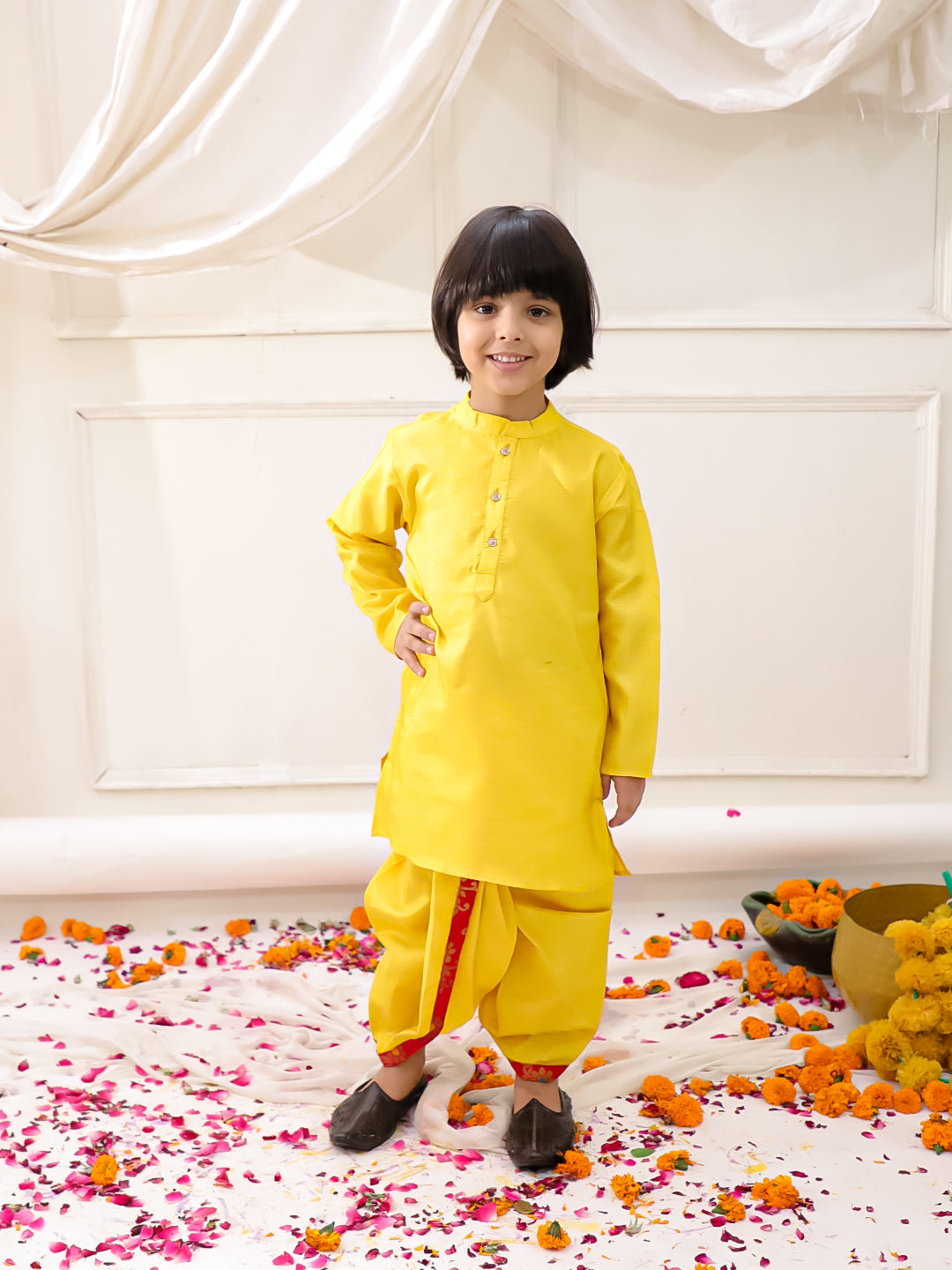 KID1 Royal Kurta Dhoti With Jacket Red