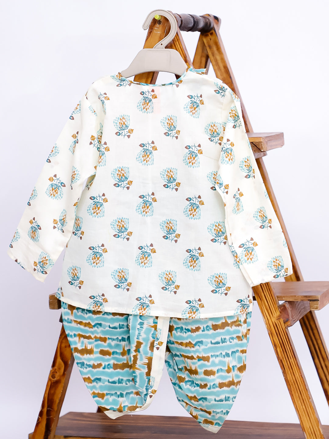 Kid One Pure Cotton Blossom Kurta Pyjama Set For Boys Green
