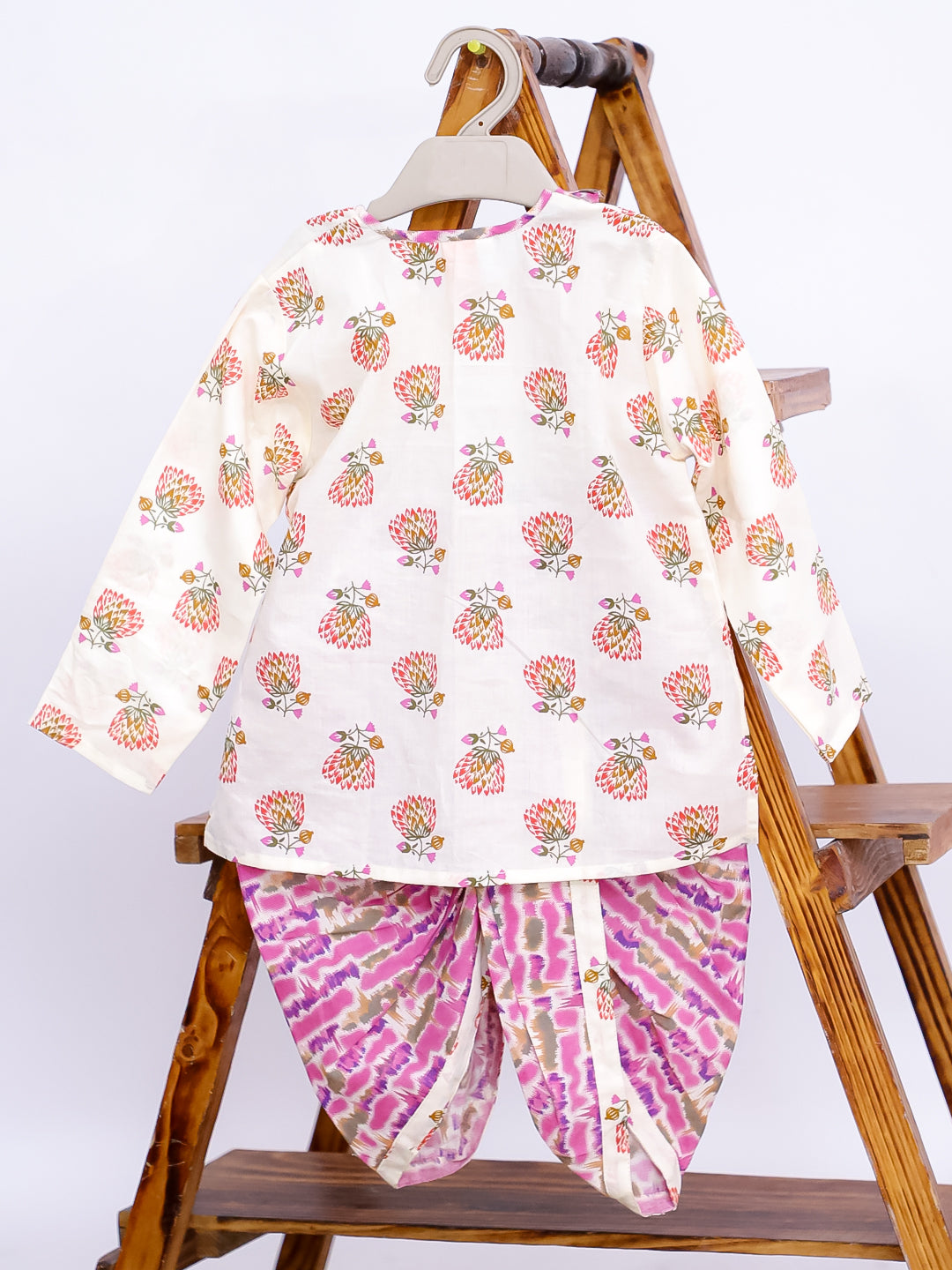 Kid One Pure Cotton Blossom Kurta Pyjama Set For Boys Pink