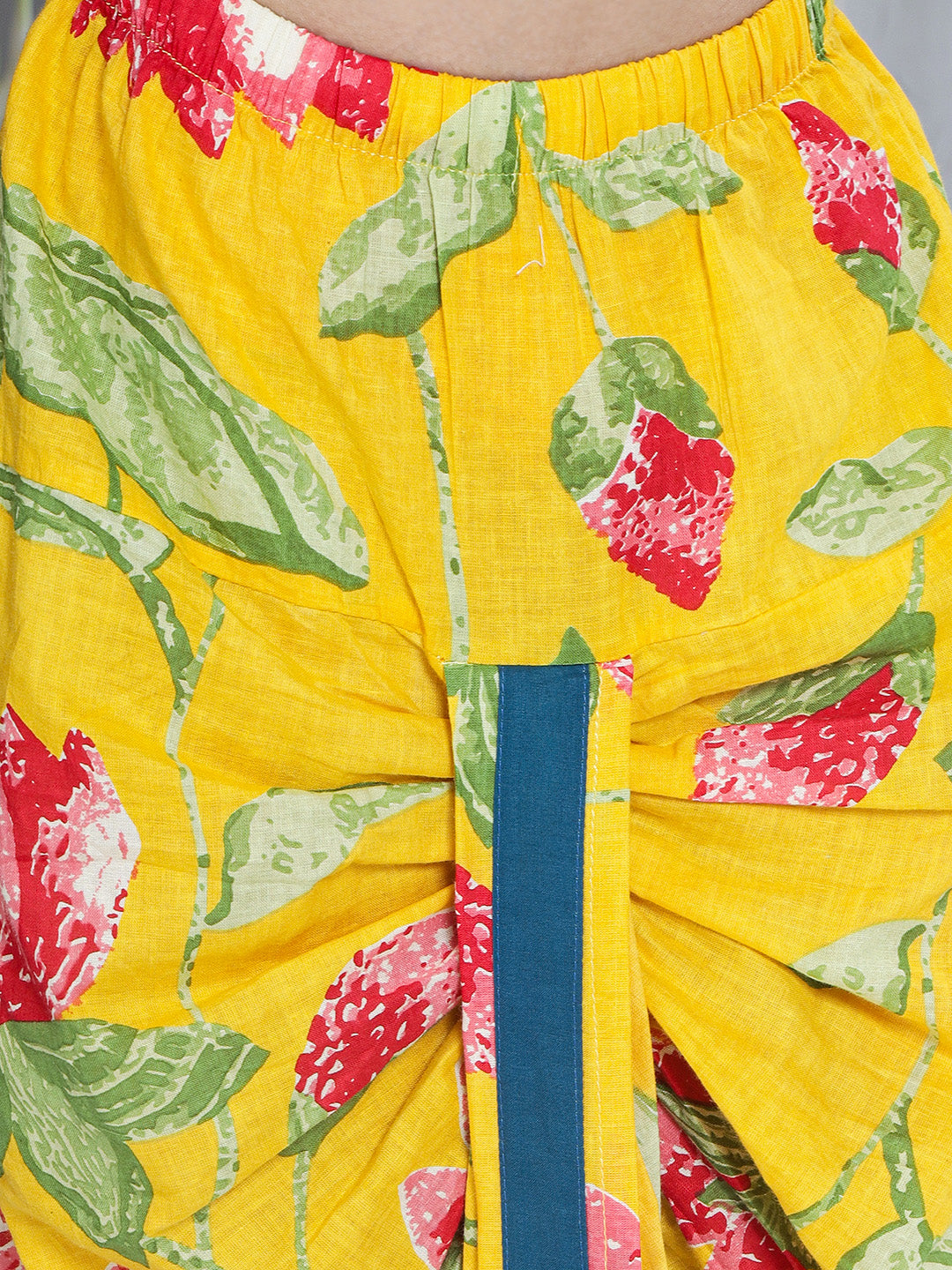 KID1 Flower Embroidered Kurta With Dhoti Set Blue