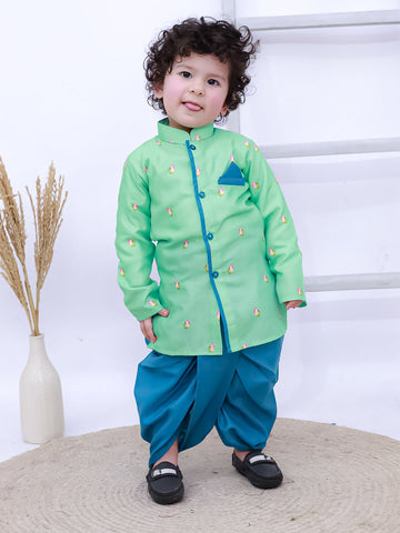 Kid One Printed Kurta with Dhoti Set Green
