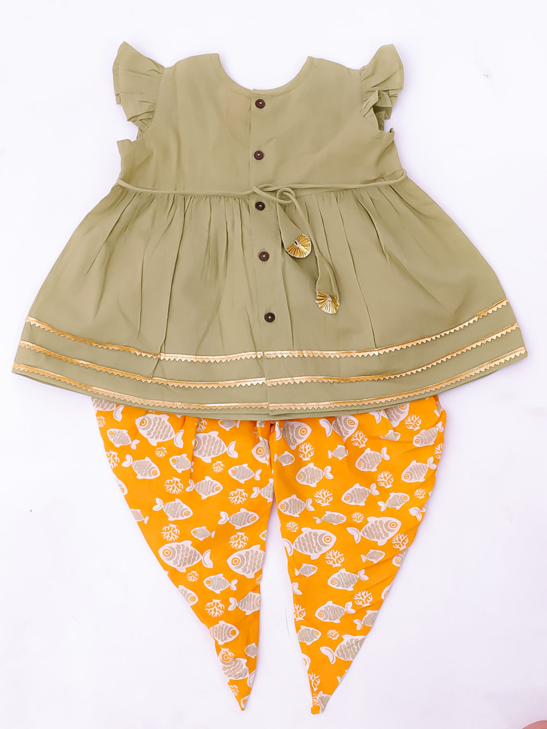 KID1 Infants Ekam Girls Embroidered Peplum With Dhoti Green