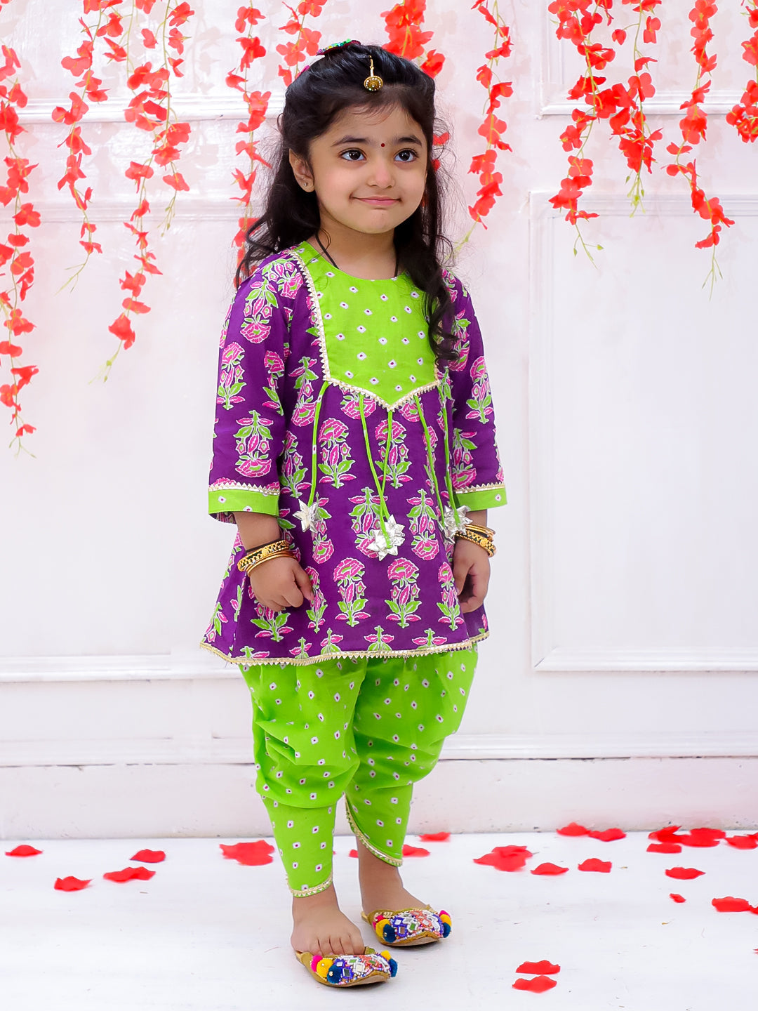 KID1 Krisha Peplum Dhoti Set Purple
