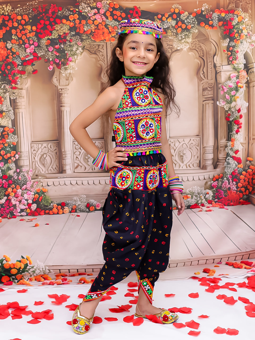 KID1 Dandia Nights Dhoti Set With Cap Black