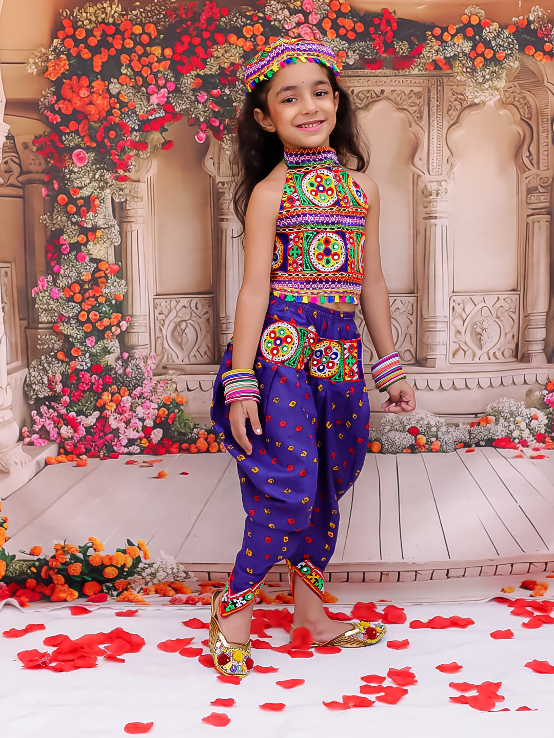 KID1 Dandia Nights Dhoti Set With Cap Blue