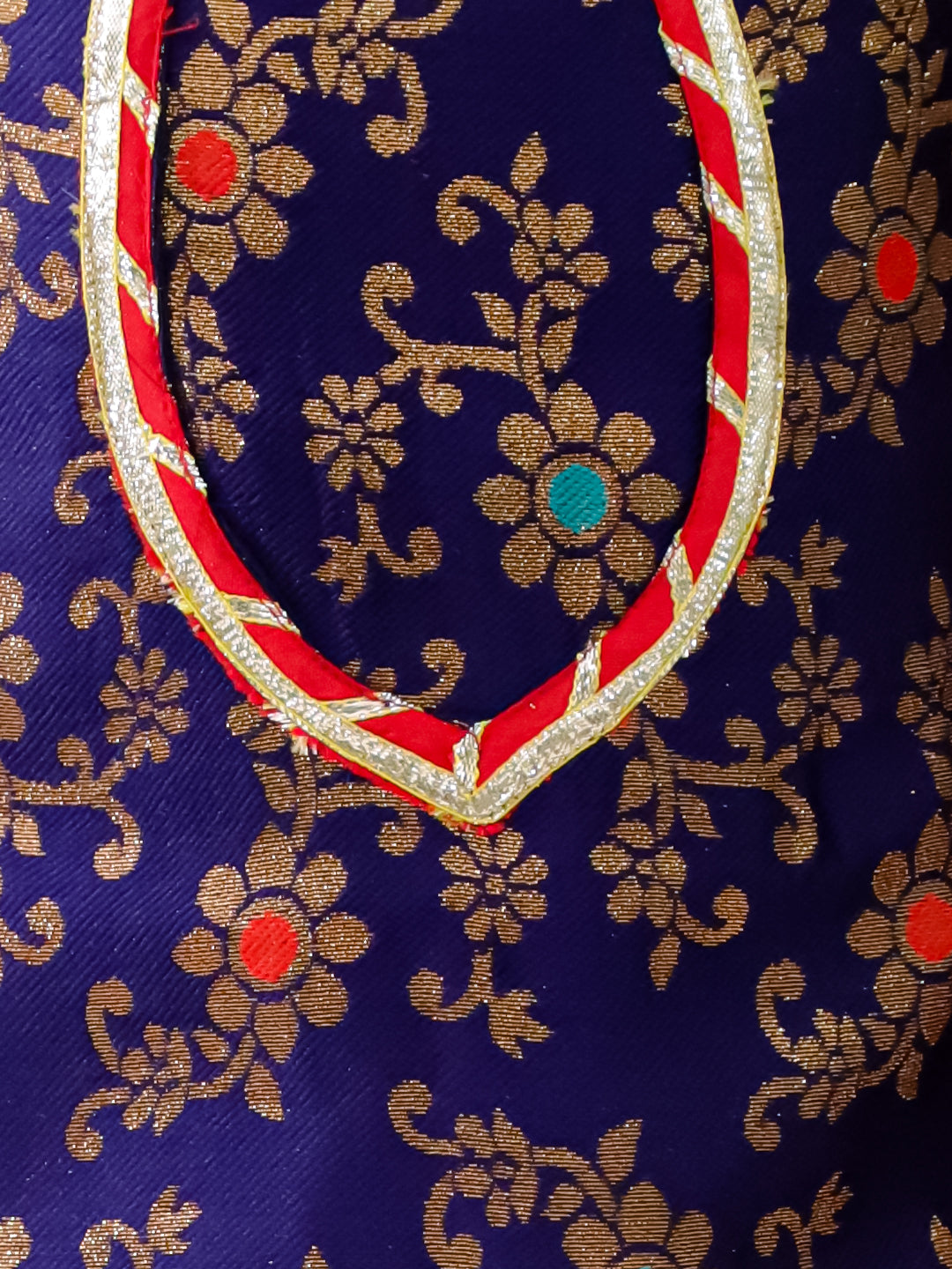 KID1 Jacquard Kurti Dhoti With Dupatta Navy Blue