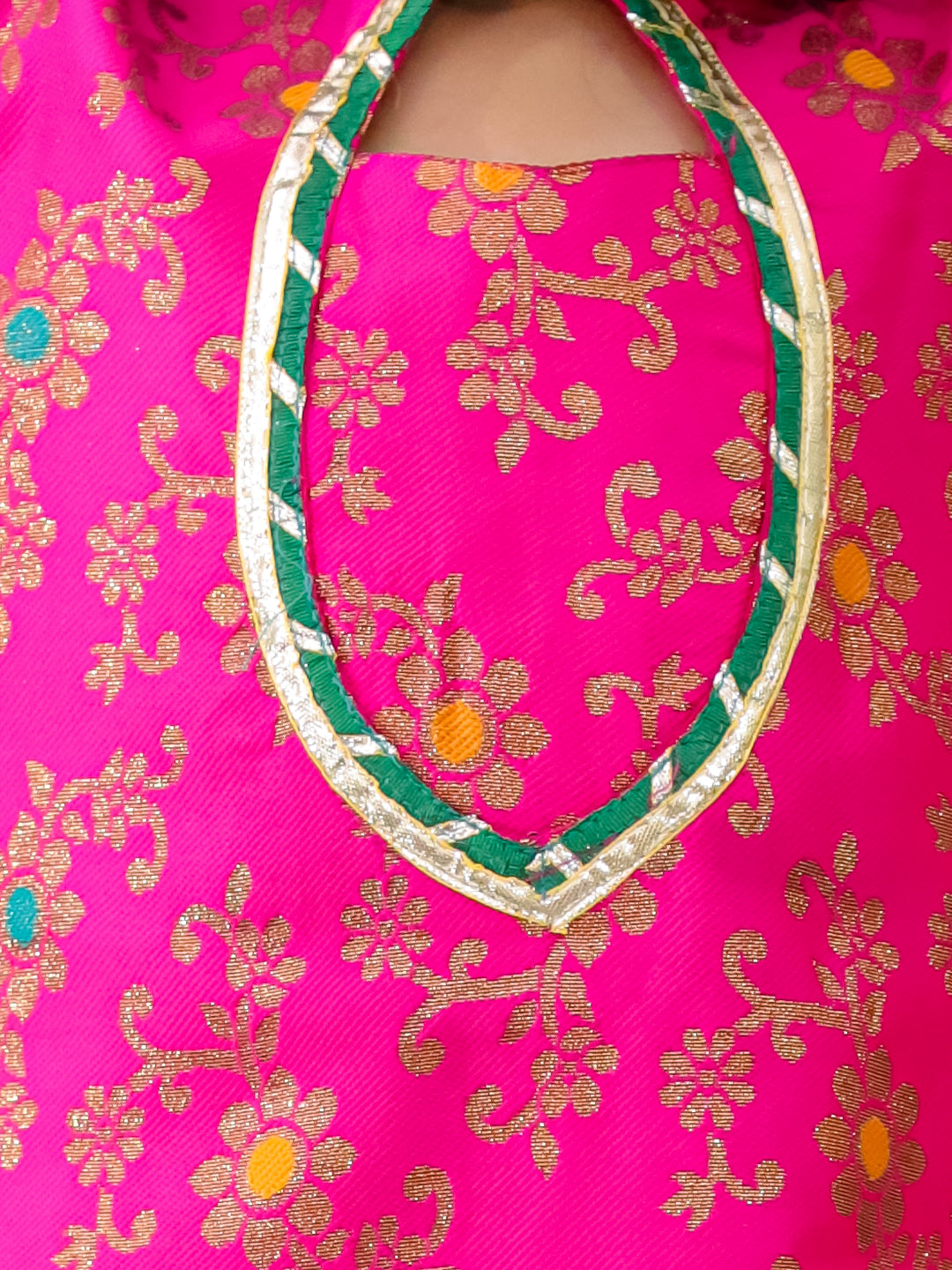 KID1 Jacquard Kurti Dhoti With Dupatta Pink