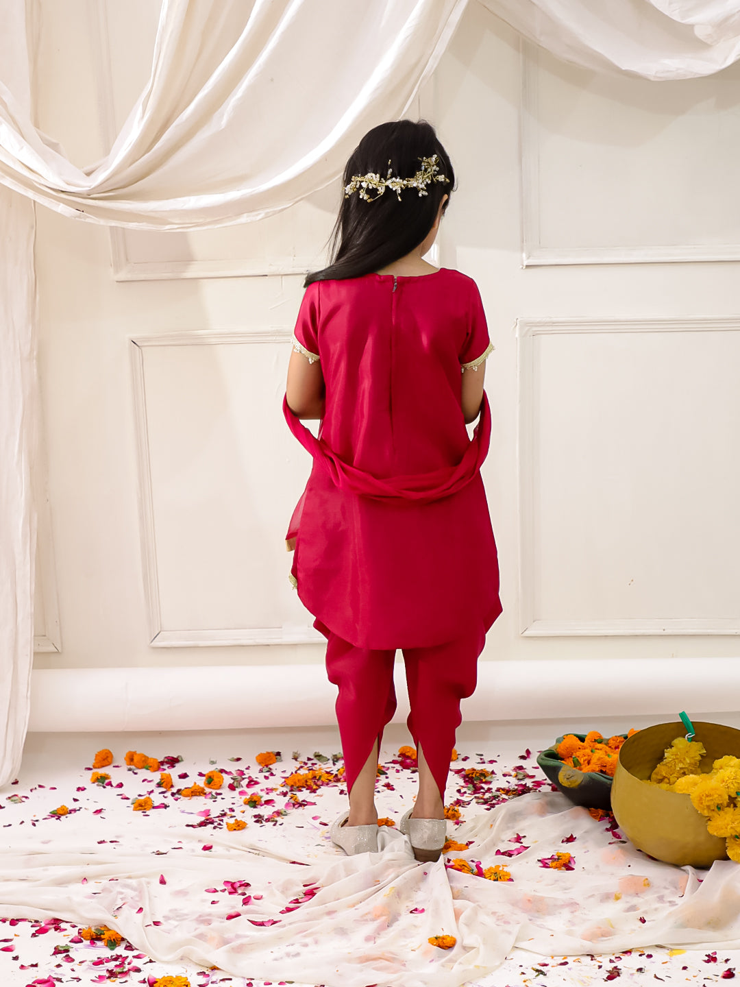 KID1 Dilkudi High Low Kurti Dhoti Set Pink