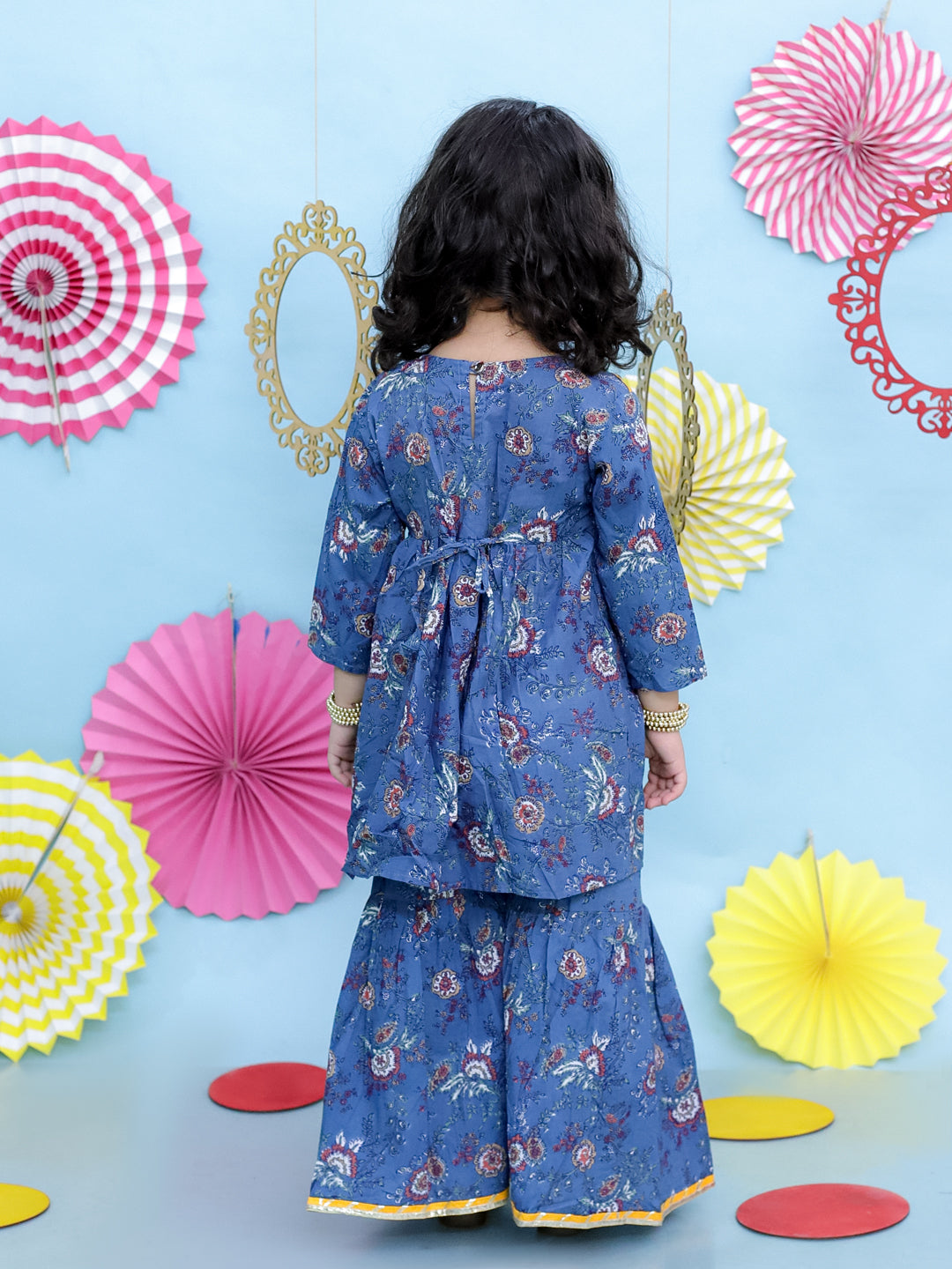 KID1 Zui Kurti Sharara Set Blue