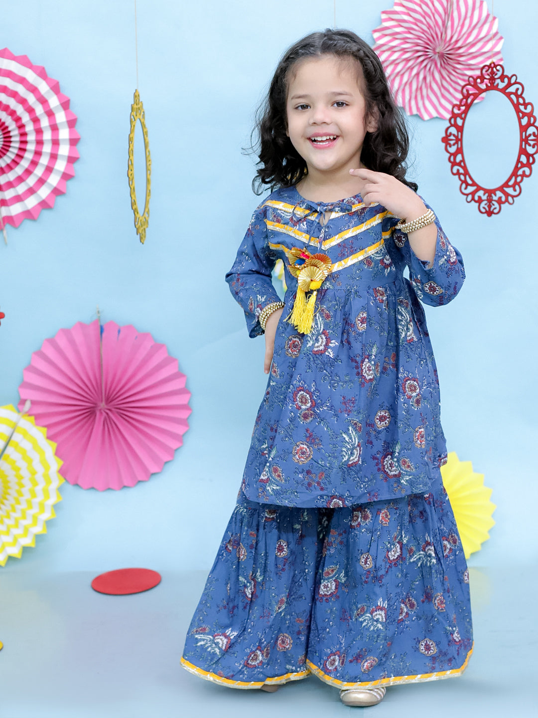 KID1 Zui Kurti Sharara Set Blue