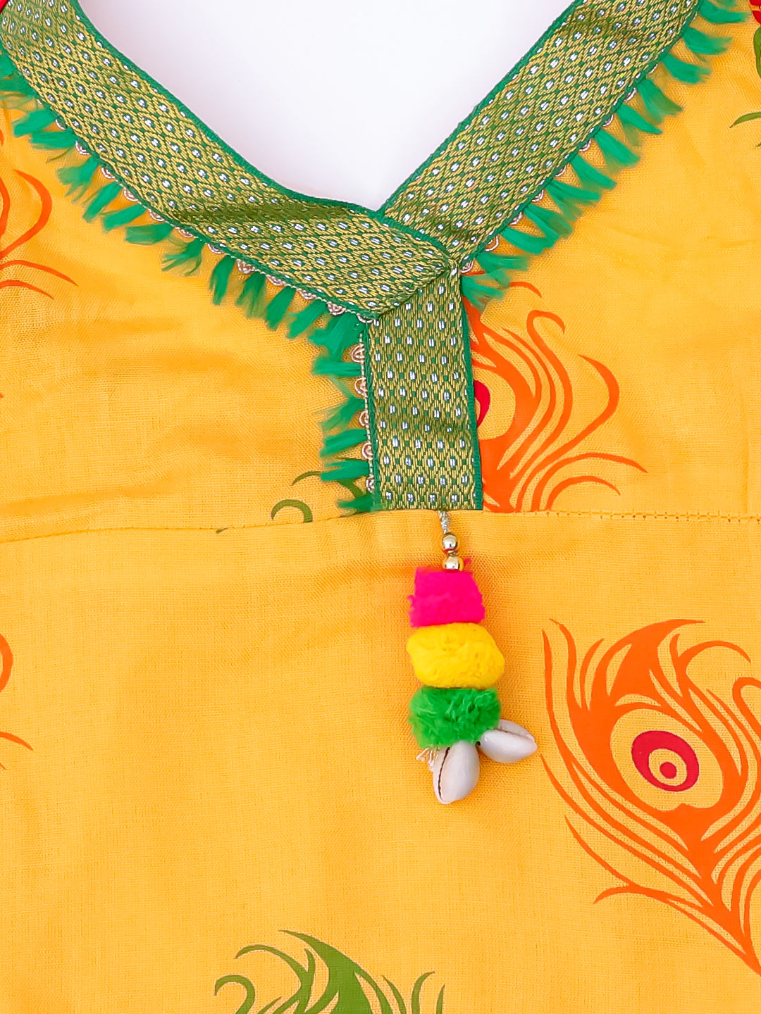 KID1 Mor Pankhh Halter Neck Kurti Dhoti Yellow