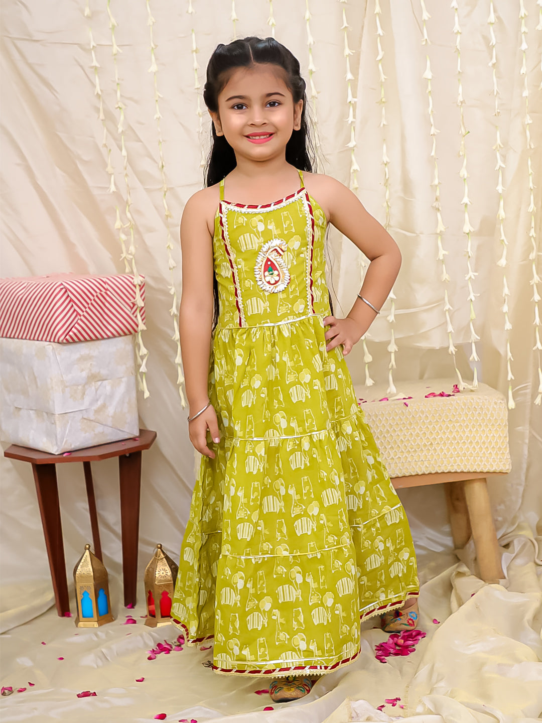 KID1 Jungle Jam Long Dress Green