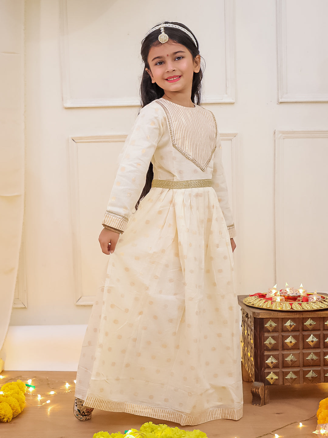 Kid One Lakshmi Anarkali Gown Set Offwhite