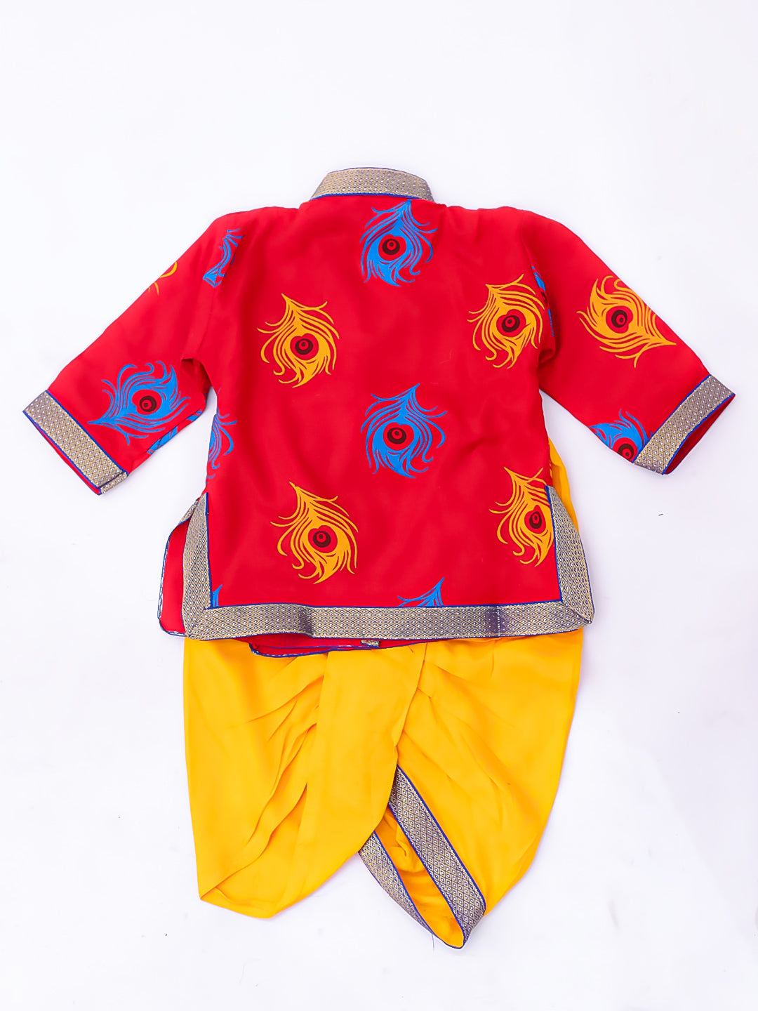 KID1 Mor Pankhh Kanha Angrakha Dhoti Set Red